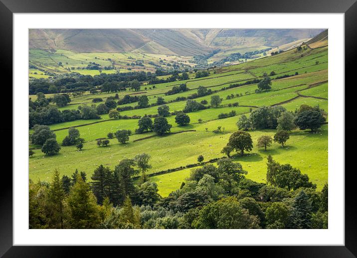 Green fields in the Vale of Edale, Derbyshire Framed Mounted Print by Andrew Kearton