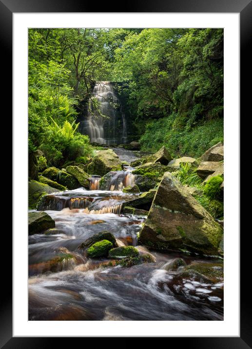 Waterfall at Middle Black Clough, Derbyshire Framed Mounted Print by Andrew Kearton