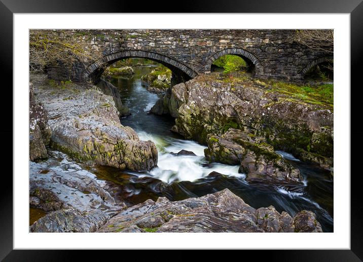 Pont y Pair bridge, Betws-y-Coed, Wales Framed Mounted Print by Andrew Kearton