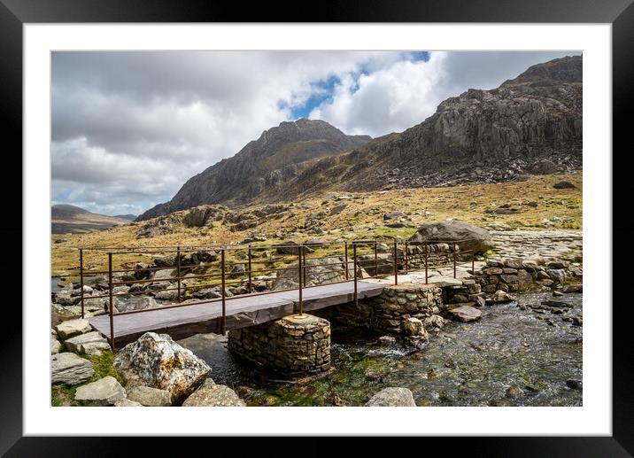 Rugged landscape at Cwm Idwal, Snowdonia, Wales Framed Mounted Print by Andrew Kearton