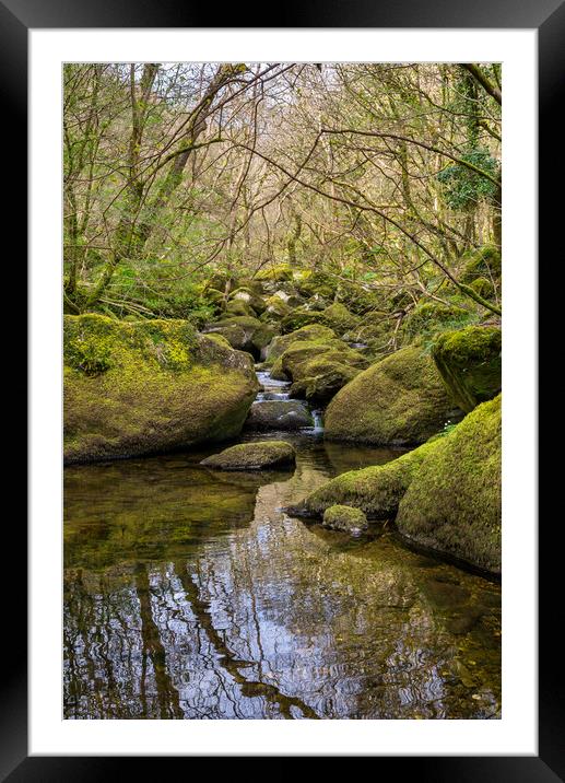 Rocky stream in the Conwy Valley, North Wales Framed Mounted Print by Andrew Kearton