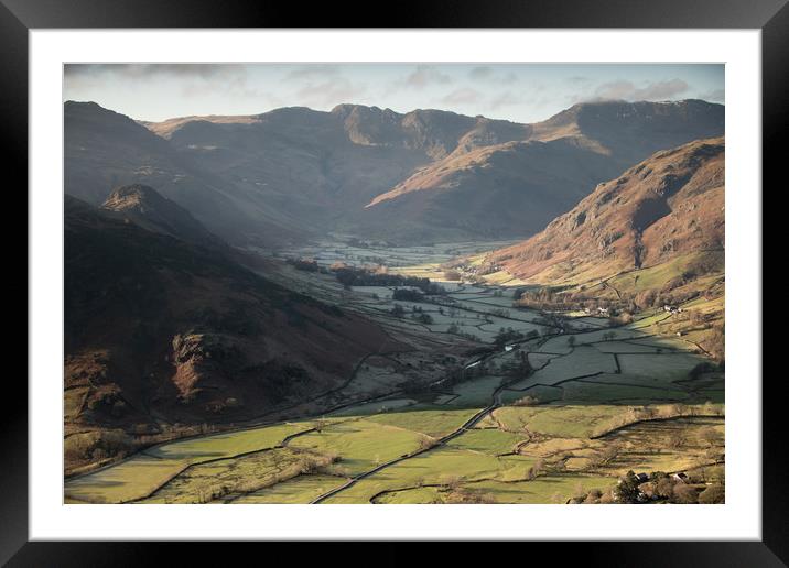 Morning frost in Great Langdale Framed Mounted Print by John Malley