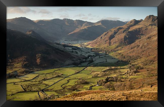 Great Langdale valley in the English Lake District Framed Print by John Malley