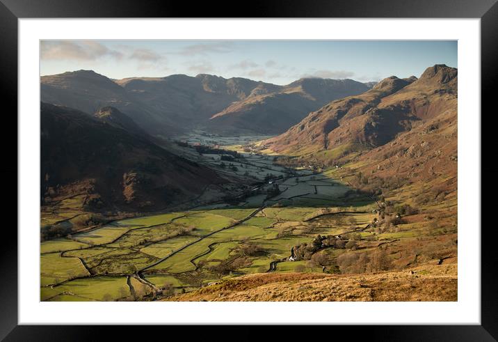 Great Langdale valley in the English Lake District Framed Mounted Print by John Malley