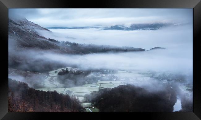 Mist over Grange in Borrowdale Framed Print by John Malley