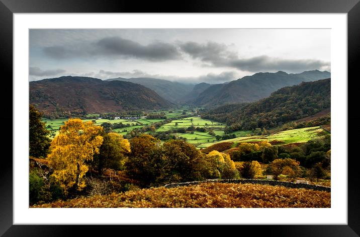 Stonethwaite Valley in Borrowdale Framed Mounted Print by John Malley
