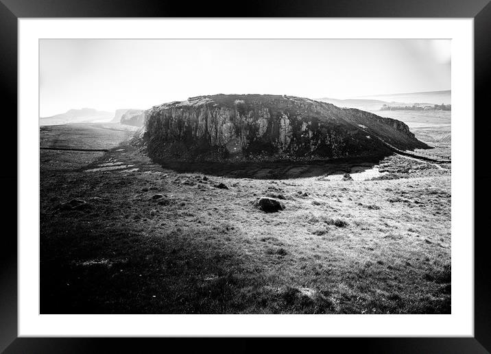 Peel Crags on the Roman Wall Framed Mounted Print by John Malley
