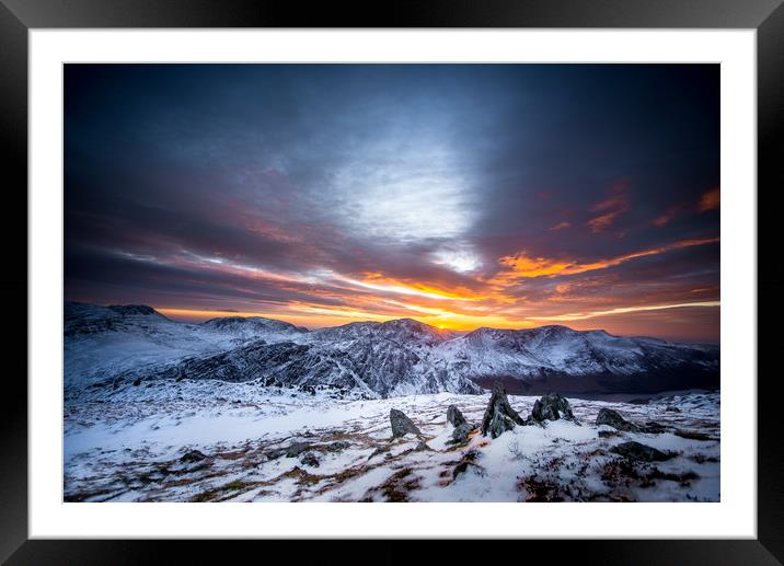 A Winter's Sunset on the Fells Framed Mounted Print by John Malley