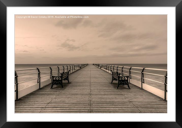  Saltburn Pier Walkway Monochrome Framed Mounted Print by David Oxtaby  ARPS