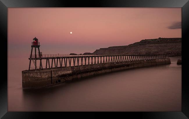  Full moon over Whitby east pier Framed Print by David Oxtaby  ARPS