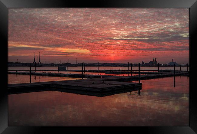  Red sky over Southampton Framed Print by David Oxtaby  ARPS