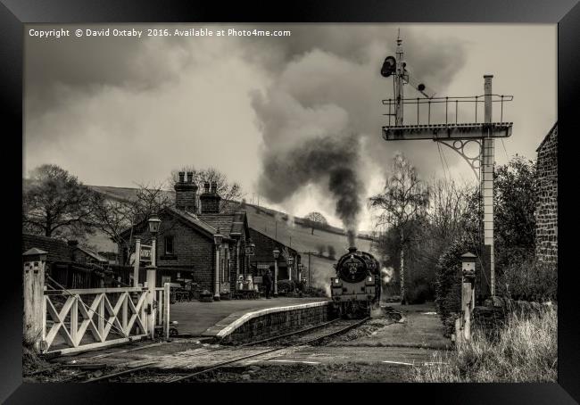 75078 at Oakworth Station New Years Day Framed Print by David Oxtaby  ARPS