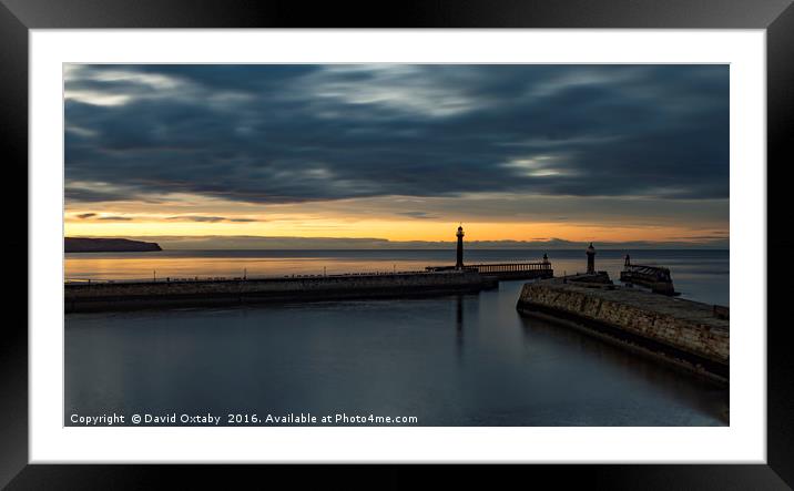Whitby Harbour dusk Framed Mounted Print by David Oxtaby  ARPS