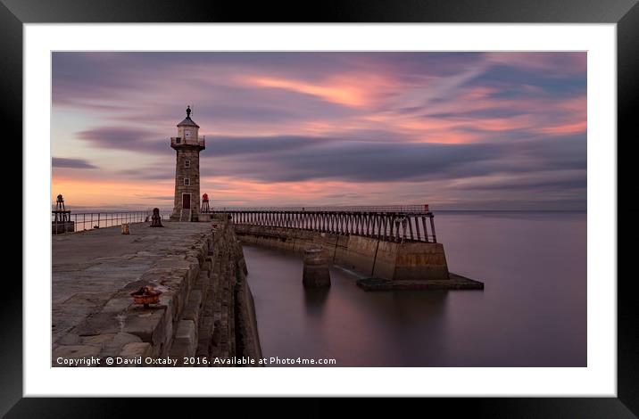 Whitby Harbour at dusk Framed Mounted Print by David Oxtaby  ARPS