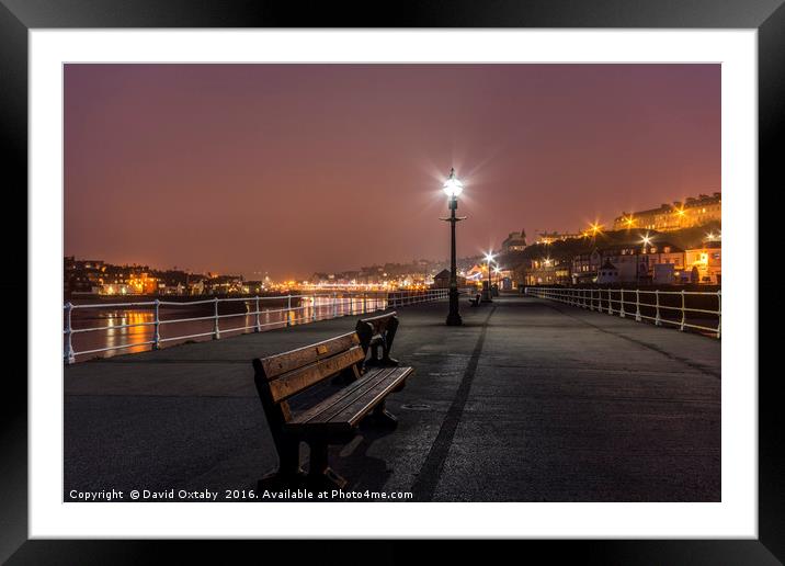 Whitby pier at dusk Framed Mounted Print by David Oxtaby  ARPS