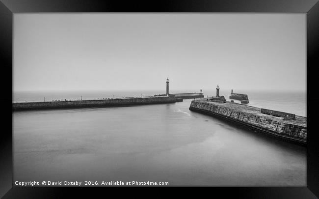 Whitby Harbour monochrome Framed Print by David Oxtaby  ARPS