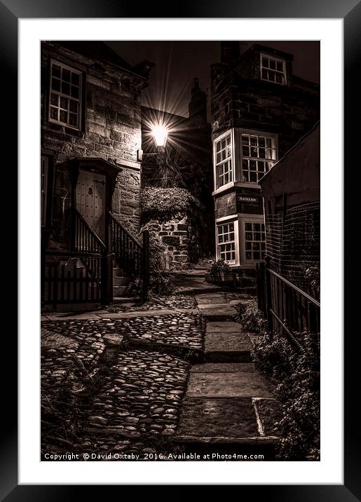 The back streets of Robin Hoods Bay Framed Mounted Print by David Oxtaby  ARPS