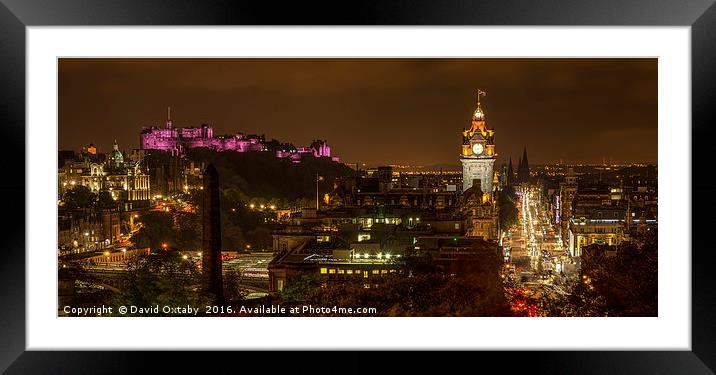 Edinburgh at night from Calton Hill Framed Mounted Print by David Oxtaby  ARPS