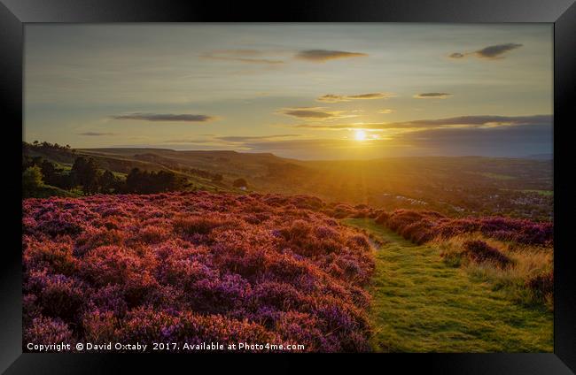 The sun setting over Ilkley Moor Framed Print by David Oxtaby  ARPS