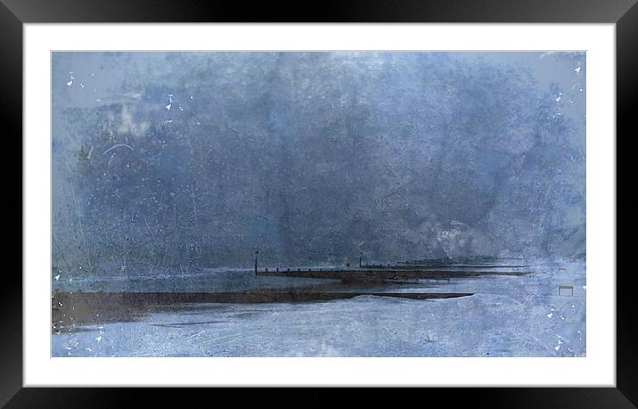  Winter Beach Blue Framed Mounted Print by Mark Cummins