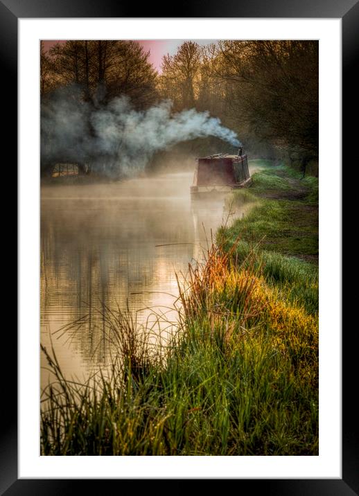 Misty Morning, Stratford Canal, Warwickshire Framed Mounted Print by Jonathan Smith