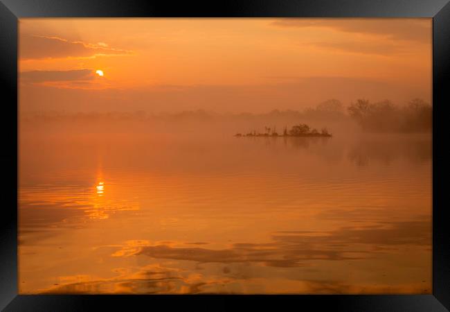 Earlswood Lakes Misty Sunrise, Warwickshire Framed Print by Jonathan Smith