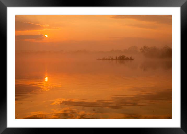 Earlswood Lakes Misty Sunrise, Warwickshire Framed Mounted Print by Jonathan Smith