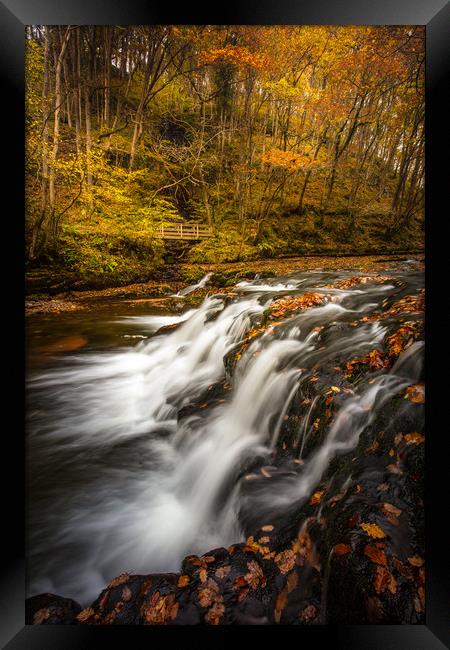 Autumn Waterfall - Wales Framed Print by Jonathan Smith
