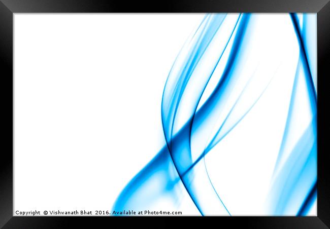 Blue smoke abstract on white Framed Print by Vishwanath Bhat