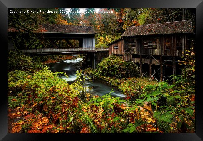 The mill by the covered bridge Framed Print by Hans Franchesco