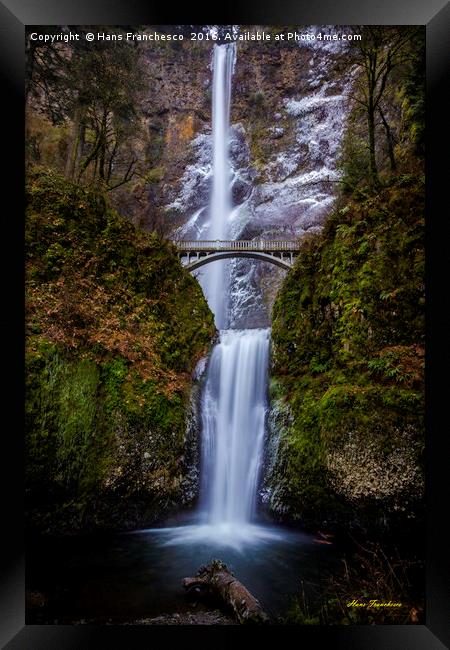 Winter at the waterfall Framed Print by Hans Franchesco