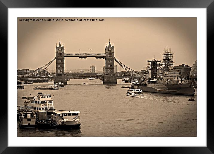 London Bridge Framed Mounted Print by Zena Clothier