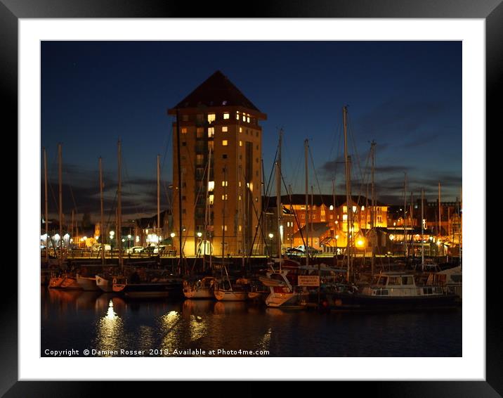 Swansea Marina from the River Tawe Framed Mounted Print by Damien Rosser