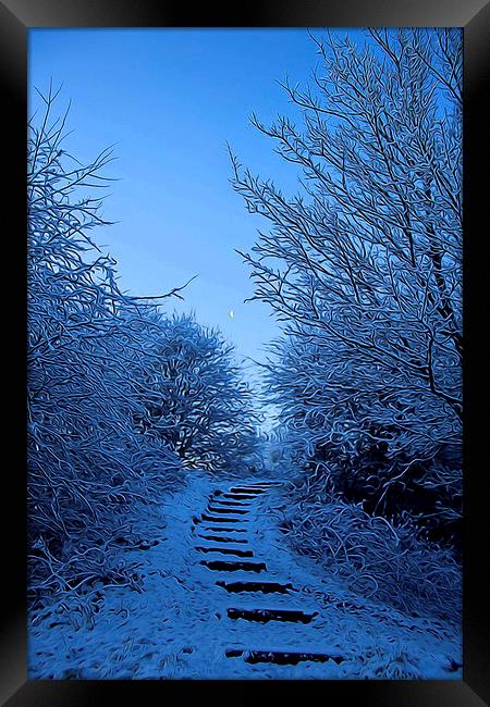 Stairway to the morning moon. Framed Print by Catherine Cross