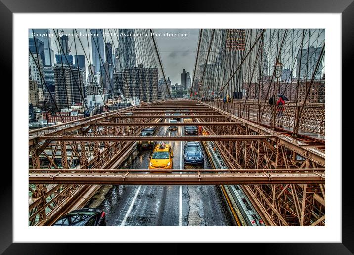Brooklyn Bridge View Framed Mounted Print by henry harrison