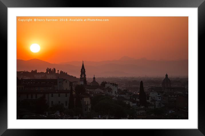 Florence Sunset Framed Mounted Print by henry harrison