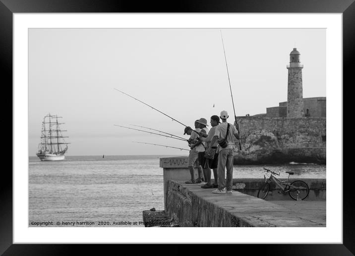 Fishing Cuba Framed Mounted Print by henry harrison