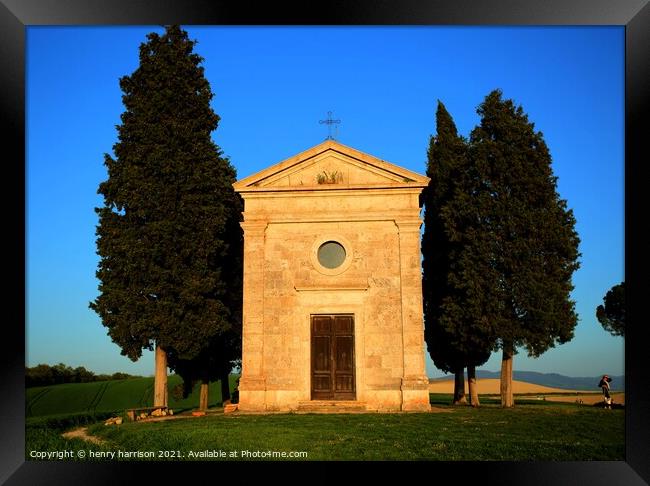 Tuscany Chapel Italy Framed Print by henry harrison