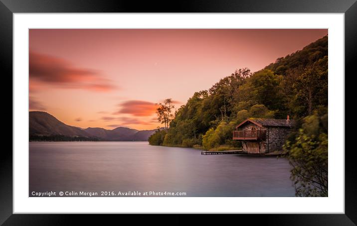 Duke Of Portland Boathouse Sunset, Ullswater Framed Mounted Print by Colin Morgan