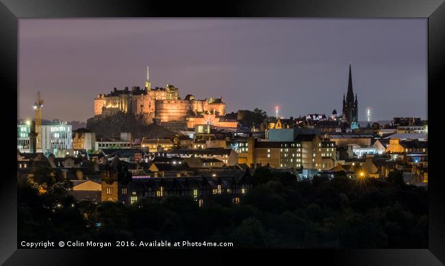 Edinburgh Castle at Night Framed Print by Colin Morgan