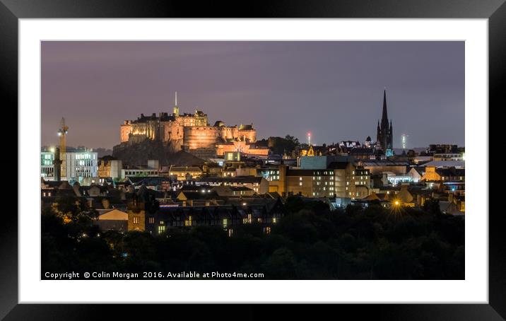Edinburgh Castle at Night Framed Mounted Print by Colin Morgan