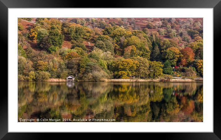 Rydal Water Boathouse Autumn Reflections Framed Mounted Print by Colin Morgan