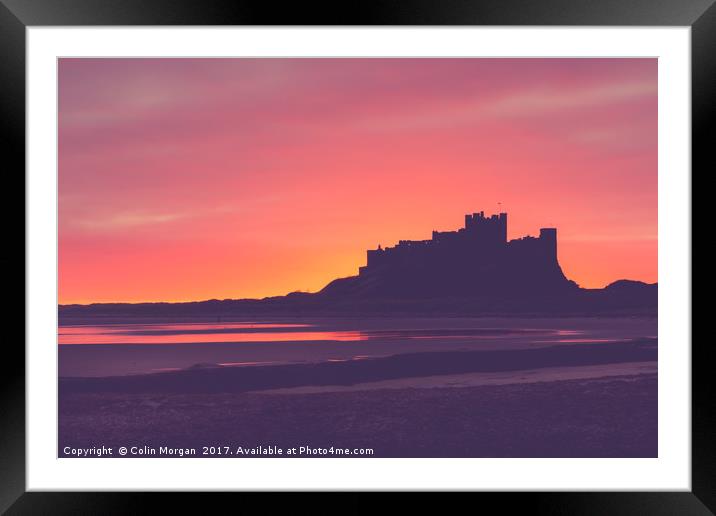 Bamburgh Castle Sunrise Silhouette Framed Mounted Print by Colin Morgan