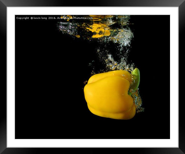 high speed photography with peppers  Framed Mounted Print by kevin long