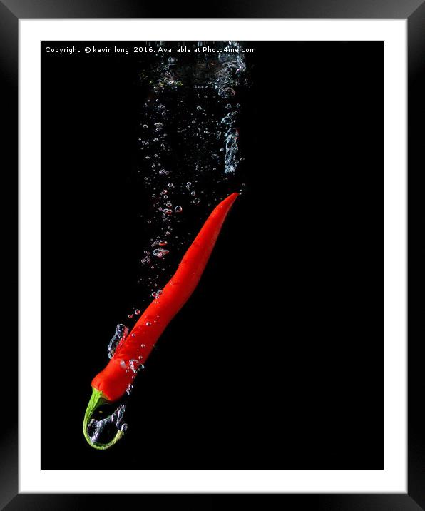 high speed photography with peppers  Framed Mounted Print by kevin long
