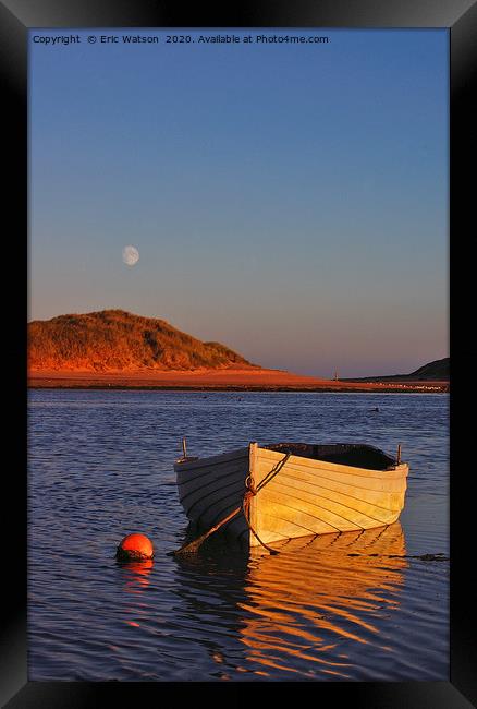 Boat And Moon  Framed Print by Eric Watson