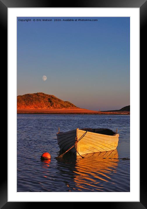 Boat And Moon  Framed Mounted Print by Eric Watson