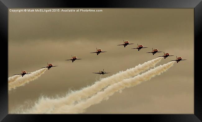 The Red Arrows Fly Bye with the Spitfire MH434 At  Framed Print by Mark McElligott
