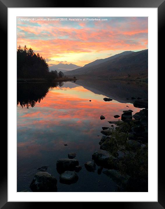  Snowdon mountain at sunset from Capel Curig Framed Mounted Print by Lachlan Bucknall