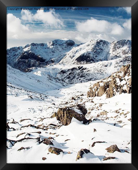  Scafell Range in Winter Framed Print by Michael Houghton